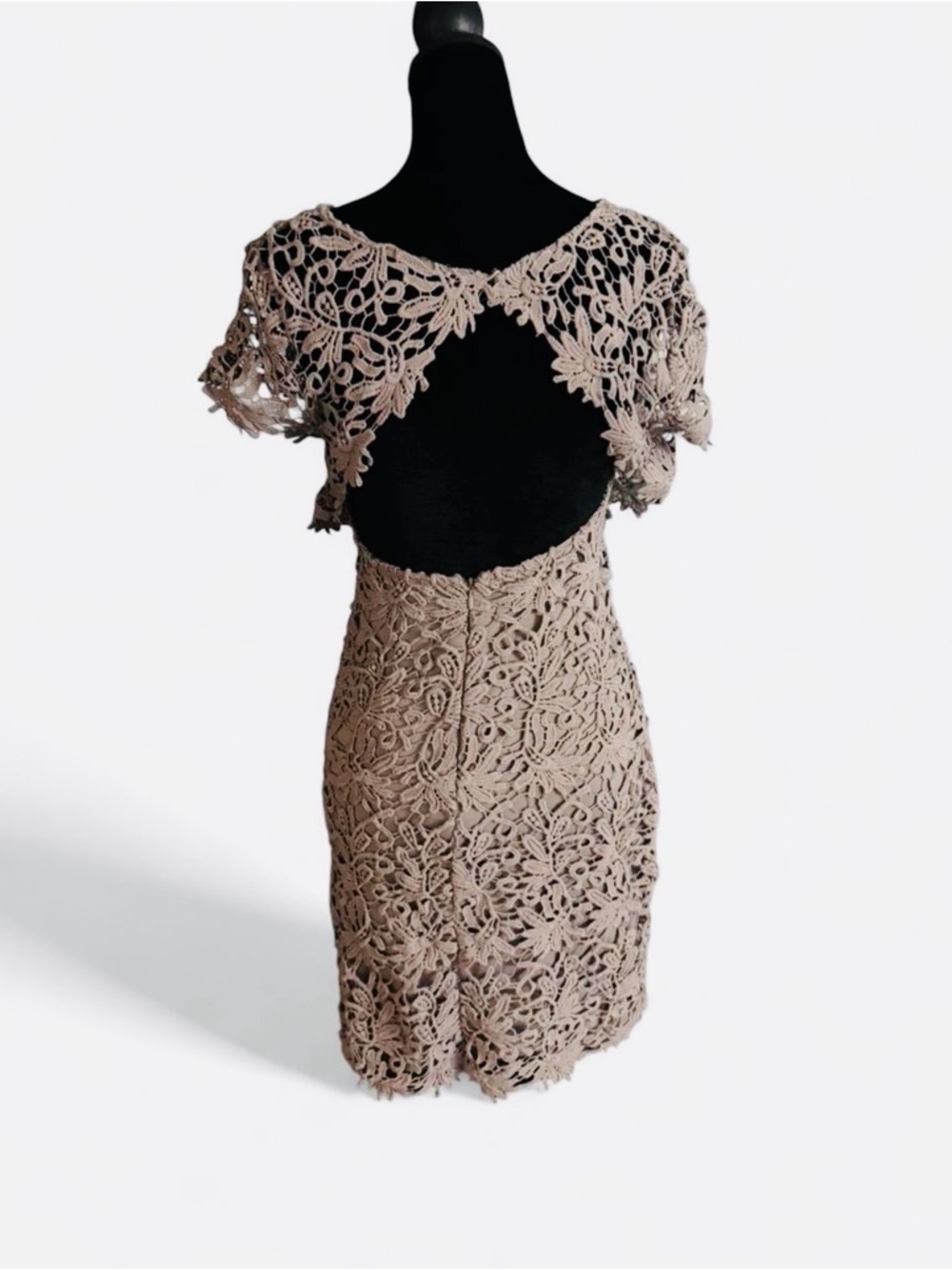 Lulus Mauve Lace Open Back Bodycon Dress Size Small Wedding Guest Cocktail - Picture 4 of 5